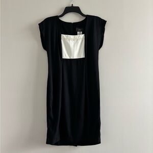 VTG JSJ Dress Mini Sheath Colorblock Black White Women 4P Minimalist 90s USA